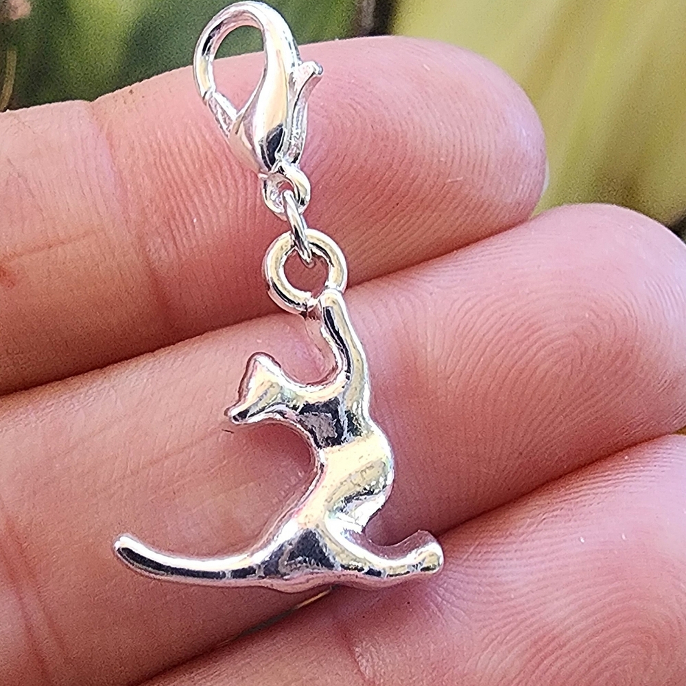 5/$25 Cat Charm for Bracelet clipon Planner Charm Kitty Cat Bag Clip Pursecharm